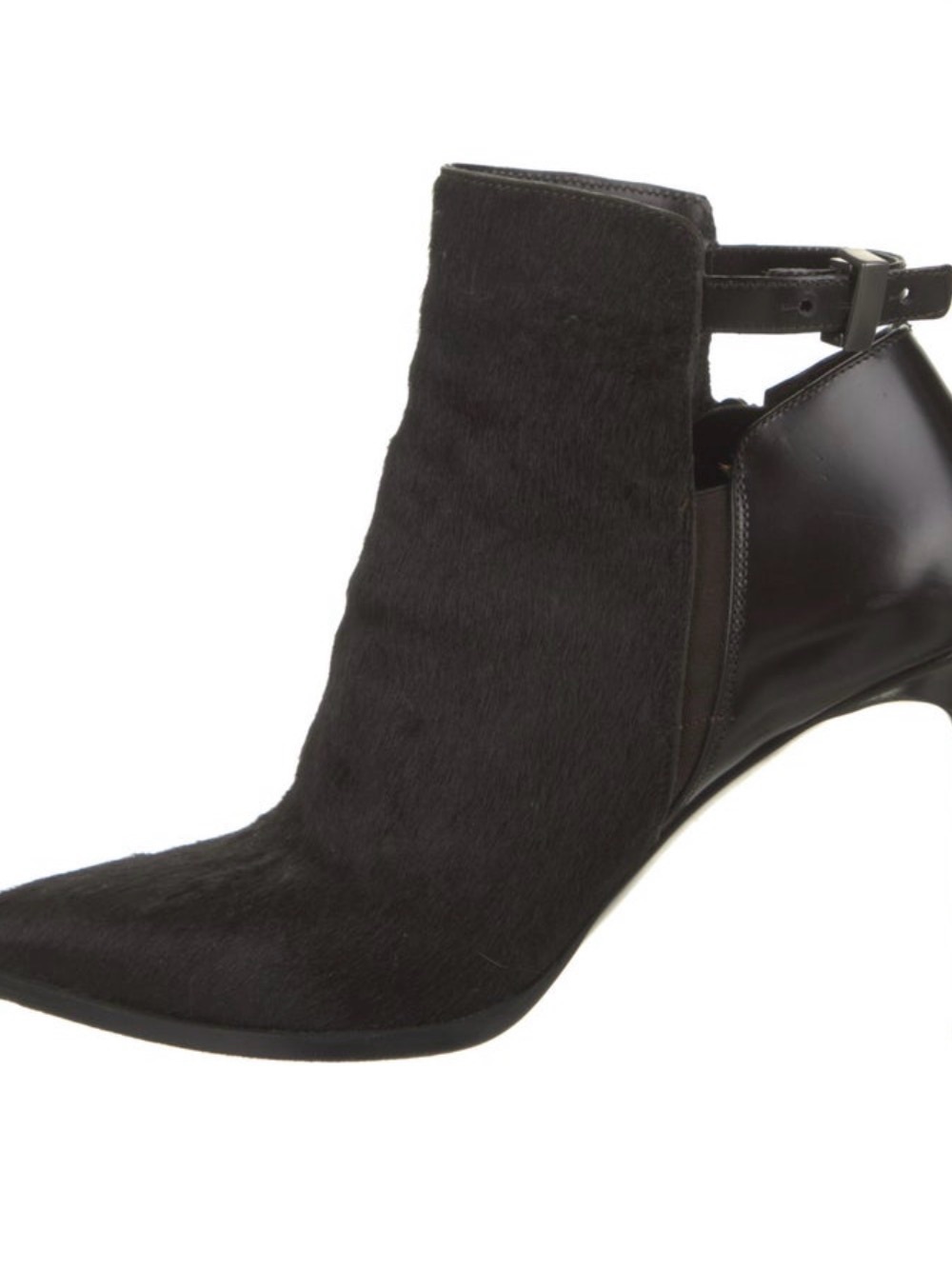 Vince Black Pointed Ankle Boot with Buckle Strap